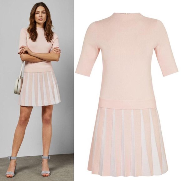 Ted Baker Pink Hethia Pleat Skirt 